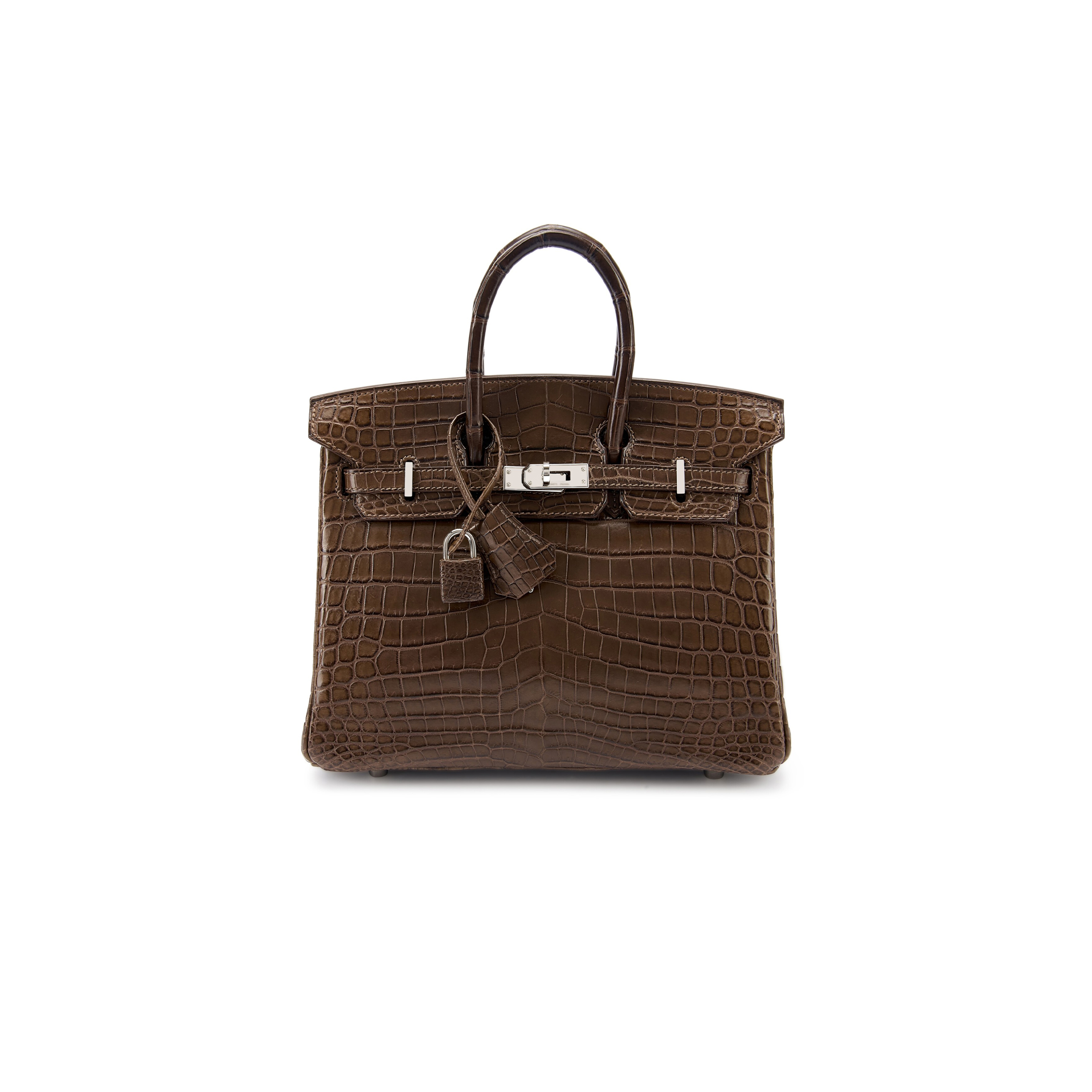 H**mes master birkin 25 crocodile leather elephant grey silver buckle h041354ck63 (25*20*13cm)